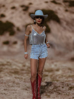 Rhinestone Fringe Western Festival Shorts, Fringe Cowgirl Denim Shorts, Diamond Tassel Shorts, Denim Cowboy Costume