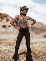 Mesh Diamond Bell Bottom Pants, Rhinestone Cowgirl Pants Crystal Bell Bottom, Festival Pants for Disco Costumes, Cowgirl Cowboy Pants Outfit