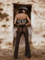 Mesh Diamond Bell Bottom Pants, Rhinestone Cowgirl Pants Crystal Bell Bottom, Festival Pants for Disco Costumes, Cowgirl Cowboy Pants Outfit