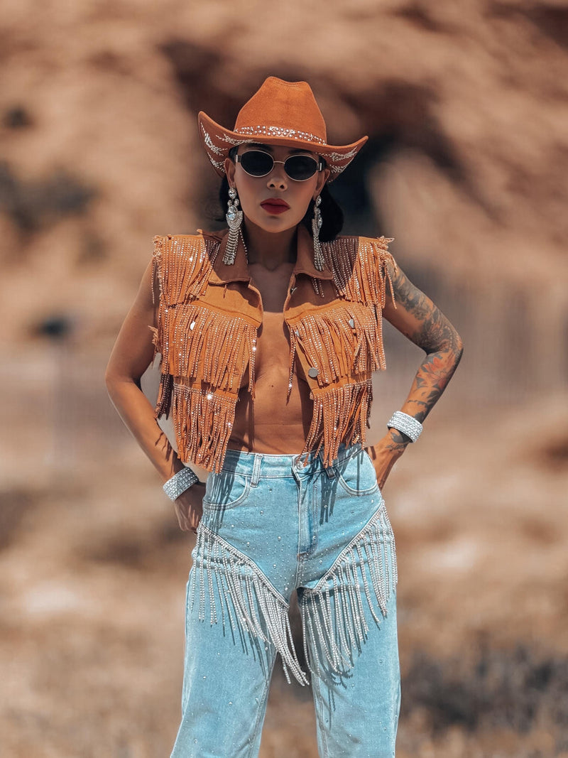 Brown Silver Star Studded Cowboy Hat, Western Glam Cowboy Hat, Silver Embellished Festival Hat, Bling Shiny Cowgirl Hat, Bachelorette Hat