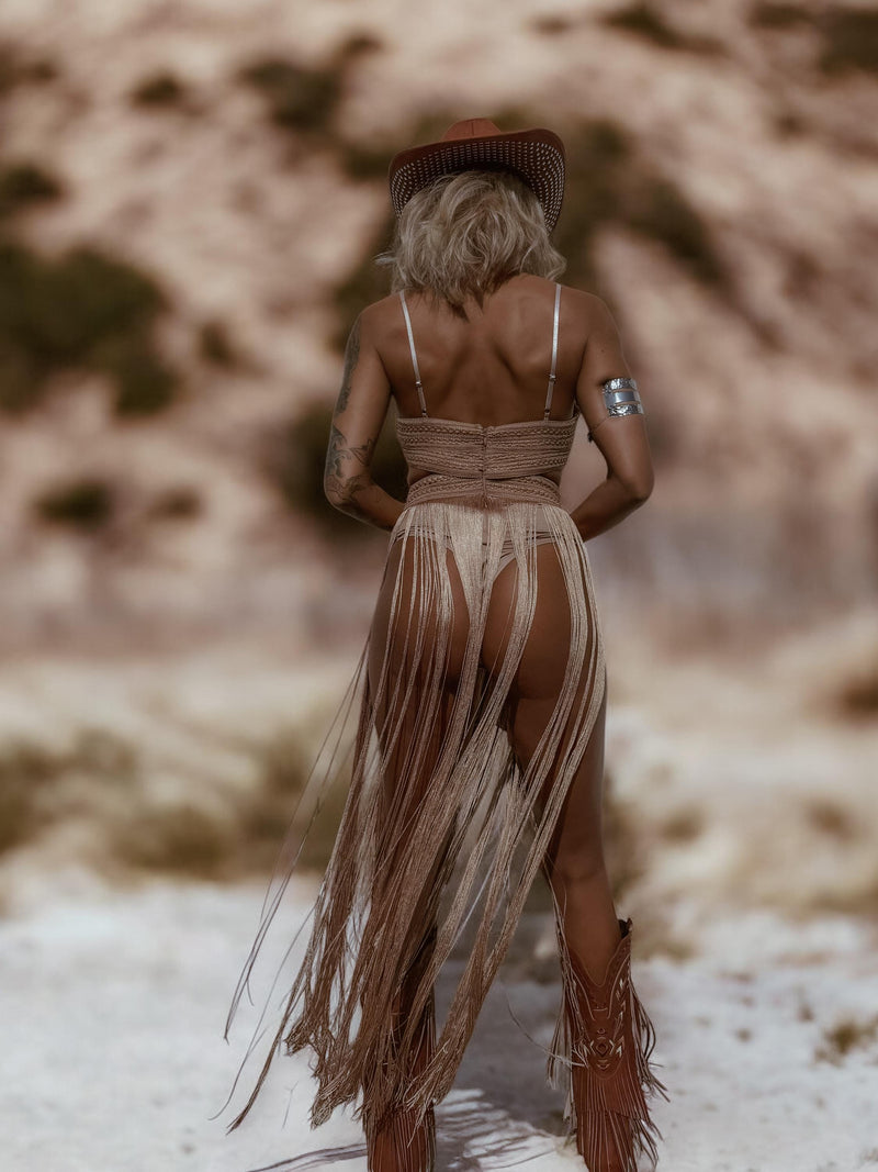 Brown Fringe Goddess Festival Bodysuit, Fringe Cowgirl Outfit, Festival Country Girl Outfit, Bachelorette Party Outfit, Cowboy Tour Outfit