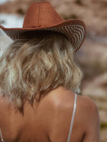 Brown Faux Suede Studded Cowboy Hat, Western Glam Cowboy Hat, Silver Embellished Festival Hat, Bling Shiny Cowgirl Hat, Bachelorette Hat