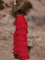 Red Tulle Pants, Layered Tutu Pants, Fringe Festival Dance Pants, Country Rave Western Hippie70 Fashion Flamenco Costume Pants, Ruffle Pants