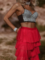Red Tulle Pants, Layered Tutu Pants, Fringe Festival Dance Pants, Country Rave Western Hippie70 Fashion Flamenco Costume Pants, Ruffle Pants