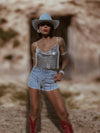 Rhinestone Fringe Western Festival Shorts, Fringe Cowgirl Denim Shorts, Diamond Tassel Shorts, Denim Cowboy Costume