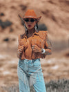 Fringe Brown Denim Jacket, Rhinestone Fringe Vest, Western Diamond Fringe Jacket, Country Girl Cowgirl Jacket, Barn Wedding Bridal Outfit