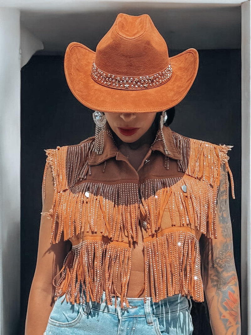 Brown Silver Star Studded Cowboy Hat, Western Glam Cowboy Hat, Silver Embellished Festival Hat, Bling Shiny Cowgirl Hat, Bachelorette Hat