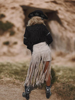 Khaki Faux Suede Fringe Western Shorts, Chaps Long Fringe Shorts, Festival Shorts, Country Western Cowgirl Outfit, Cowboy Fringe Shorts