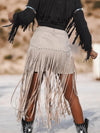 Khaki Faux Suede Fringe Western Shorts, Chaps Long Fringe Shorts, Festival Shorts, Country Western Cowgirl Outfit, Cowboy Fringe Shorts