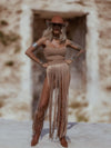 Brown Fringe Goddess Festival Bodysuit, Fringe Cowgirl Outfit, Festival Country Girl Outfit, Bachelorette Party Outfit, Cowboy Tour Outfit