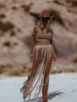 Brown Fringe Goddess Festival Bodysuit, Fringe Cowgirl Outfit, Festival Country Girl Outfit, Bachelorette Party Outfit, Cowboy Tour Outfit