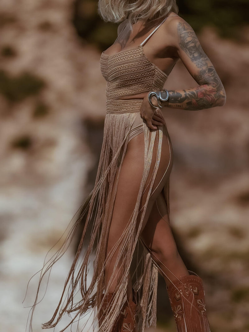 Brown Fringe Goddess Festival Bodysuit, Fringe Cowgirl Outfit, Festiva Gypsy Tale Brown Fringe Goddess Festival Bodysuit, Fringe Cowgirl Outfit, Festiva Gypsy Tale