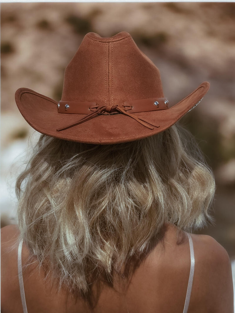 Brown Faux Suede Studded Cowboy Hat, Western Glam Cowboy Hat, Silver Embellished Festival Hat, Bling Shiny Cowgirl Hat, Bachelorette Hat