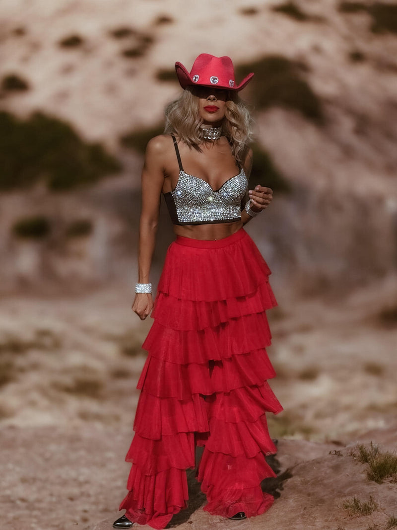Rhinestone Embellished Western Top, Silver Cowgirl Outfit,Diamond Top Bachelorette Party Outfit Space Cowboy Costume Outfit Country Bride