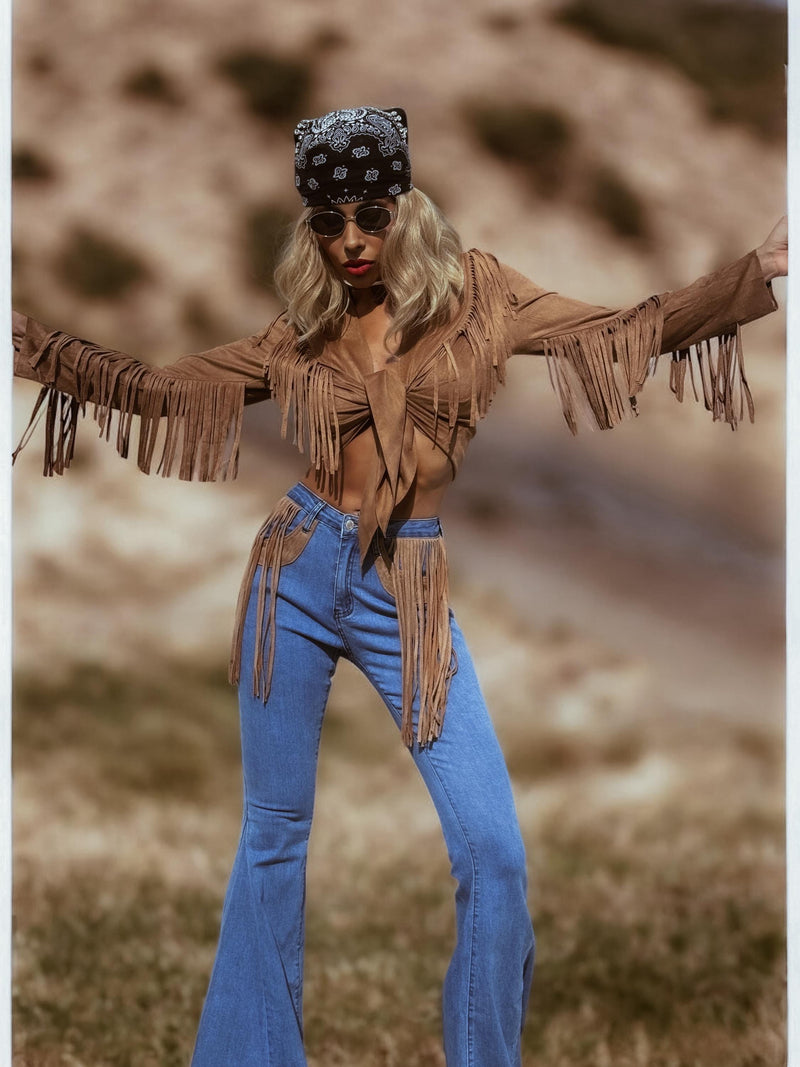 Western Bell Bottom Fringe Jeans, Faux Suede Fringe Chaps Denim Pants, Festival Chaps, Country Western Cowgirl Denim, Chaps Bellbottoms