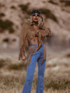 Bohemian Faux Suede Fringe Jacket, Front Tie Fringe Suede Kimono Jacket, Western Suede Fringe Jacket, Country Girl Cowgirl Jacket