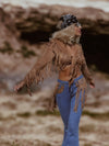 Bohemian Faux Suede Fringe Jacket, Front Tie Fringe Suede Kimono Jacket, Western Suede Fringe Jacket, Country Girl Cowgirl Jacket