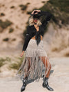 Khaki Faux Suede Fringe Western Shorts, Chaps Long Fringe Shorts, Festival Shorts, Country Western Cowgirl Outfit, Cowboy Fringe Shorts