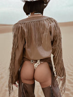 Faux Leather Fringe Cowgirl Jacket: Bohemian Western Style