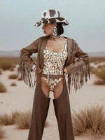 Faux Leather Fringe Cowgirl Jacket: Bohemian Western Style