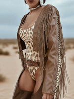Faux Leather Fringe Cowgirl Jacket: Bohemian Western Style