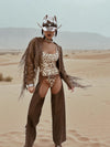 Faux Leather Fringe Cowgirl Jacket: Bohemian Western Style