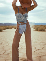 Faux Suede Cowgirl Chaps: Silver Studded Western Style