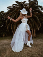 Boho Bridal Romper, Wedding Party Western Gown, Bohemian Wedding Reception Jumpsuit, Bachelorette Party Outfit Elopement Dress Romper