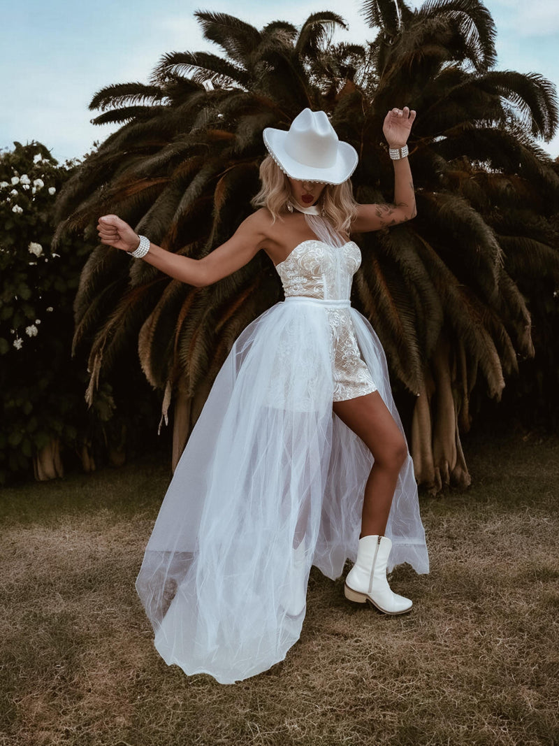 Boho Bridal Romper, Wedding Party Western Gown, Bohemian Wedding Reception Jumpsuit, Bachelorette Party Outfit Elopement Dress Romper