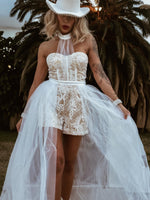 Boho Bridal Romper, Wedding Party Western Gown, Bohemian Wedding Reception Jumpsuit, Bachelorette Party Outfit Elopement Dress Romper