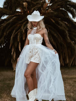 Boho Bridal Romper, Wedding Party Western Gown, Bohemian Wedding Reception Jumpsuit, Bachelorette Party Outfit Elopement Dress Romper