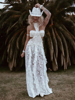 Boho Bridal Lace Gown, Bohemian Western Bride Dress, Bachelorette Party Dress, Boho Elopement Dress