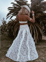 Boho Bridal Lace Gown, Bohemian Western Bride Dress, Bachelorette Party Dress, Boho Elopement Dress