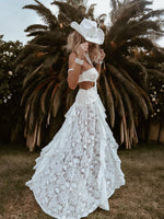 Boho Bridal Lace Gown, Bohemian Western Bride Dress, Bachelorette Party Dress, Boho Elopement Dress