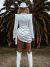 Western Blazer Mini Bridal Dress, Blazer Country Dress, Western Glam Country Bride Dress, White Cowgirl Dress, Blazer Wedding Dress