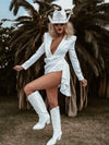 Western Blazer Mini Bridal Dress, Blazer Country Dress, Western Glam Country Bride Dress, White Cowgirl Dress, Blazer Wedding Dress