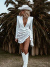Western Blazer Mini Bridal Dress, Blazer Country Dress, Western Glam Country Bride Dress, White Cowgirl Dress, Blazer Wedding Dress