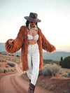 Boho Fringe Coat, Knit Fringe Mid Maxi Festival Coat, Tassel Kimono, Crochet Fringe Jacket, Bohemian Knitted Cardigan,Chunky Cardigan Jacket