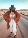 Boho Fringe Coat, Knit Fringe Mid Maxi Festival Coat, Tassel Kimono, Crochet Fringe Jacket, Bohemian Knitted Cardigan,Chunky Cardigan Jacket