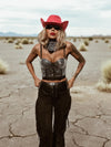 Studded Corset Top, Western Festival Bustier Top, Embellished Cowgirl Silver Top