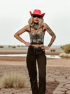 Studded Corset Top, Western Festival Bustier Top, Embellished Cowgirl Silver Top