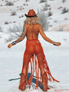 Goddess Crocheted Cowboy Fringe Set, Bohemian Crochet Skirt Set, Western Cowgirl Outfit, Exotic Bali Tulum Dress Skirt Set