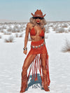 Goddess Crocheted Cowboy Fringe Set, Bohemian Crochet Skirt Set, Western Cowgirl Outfit, Exotic Bali Tulum Dress Skirt Set