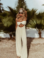 Bohemian Suspender Pants Set, Boho Textured Pants Set, Yoga Goddess Pants and Top, Romantic Bridal Pants Set, Honeymoon Beach Wedding Set