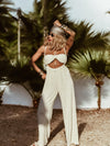 Bohemian Suspender Pants Set, Boho Textured Pants Set, Yoga Goddess Pants and Top, Romantic Bridal Pants Set, Honeymoon Beach Wedding Set