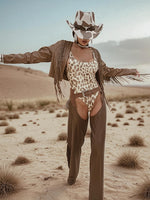 Faux Leather Fringe Cowgirl Jacket: Bohemian Western Style