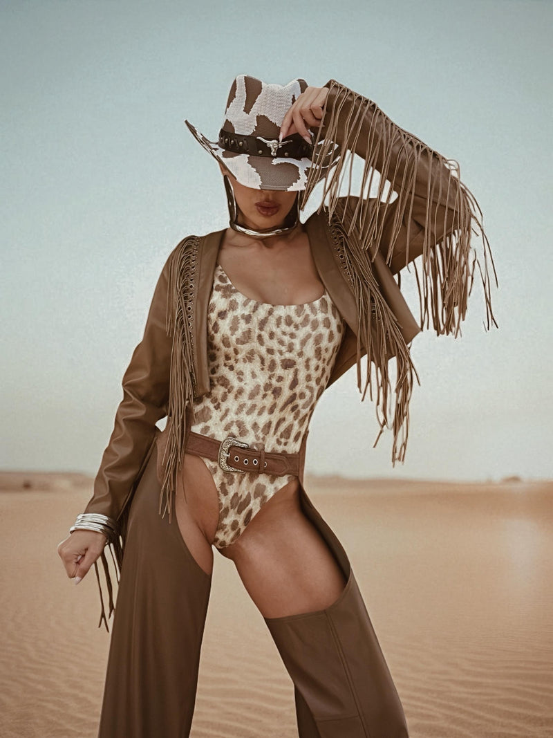 Faux Leather Fringe Cowgirl Jacket: Bohemian Western Style