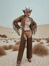 Faux Leather Fringe Cowgirl Jacket: Bohemian Western Style