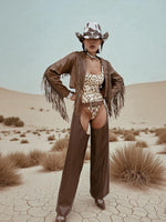 Faux Leather Fringe Cowgirl Jacket: Bohemian Western Style