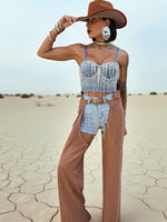 Faux Suede Cowgirl Chaps: Silver Studded Western Style